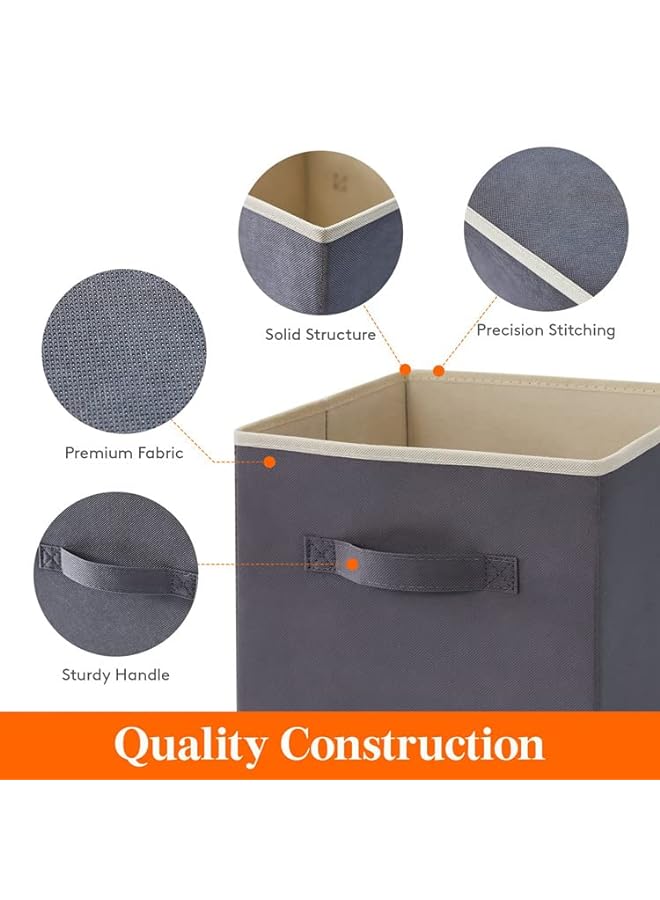 Zaboon Collapsible Storage Cubes6 Pcs13 Inch Foldable Fabric Binsmulticolor Organizerstoys Organizershelf Cabinet Grey - Image 4