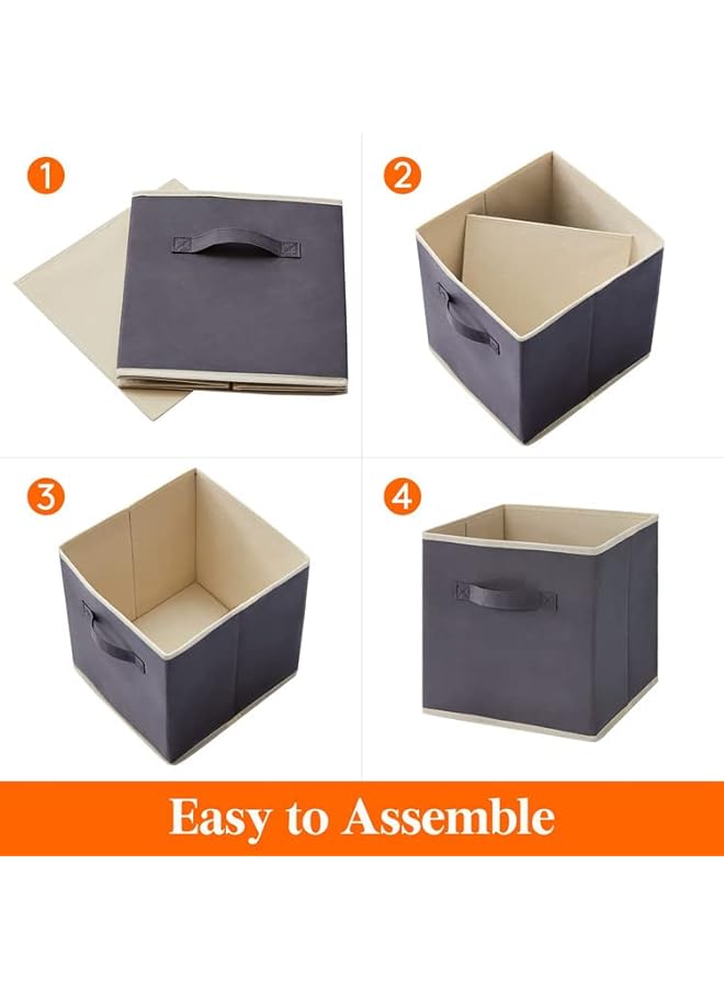 Zaboon Collapsible Storage Cubes6 Pcs13 Inch Foldable Fabric Binsmulticolor Organizerstoys Organizershelf Cabinet Grey - Image 3