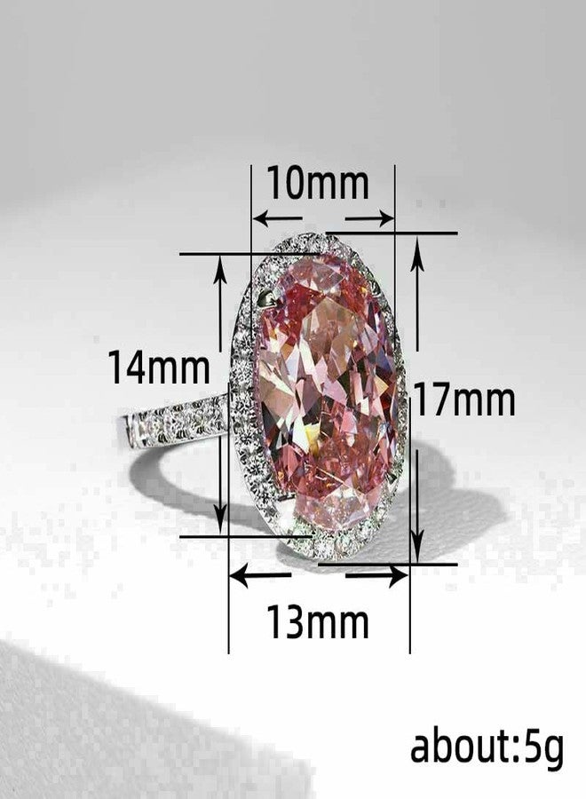 RKKOJJO 925 Sterling Silver Shiny Full Diamond Gemstone Ring 18K Pink Cubic Zirconia Promise Cocktail Rings Eternity Engagement Wedding Band Ring for Women Size 8 - Image 4