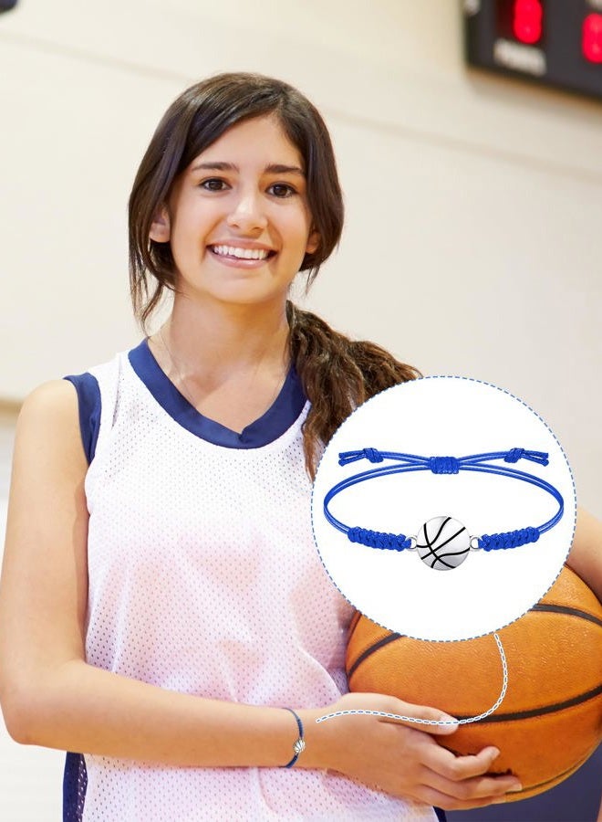 Jadive 20 Pieces Basketball Bracelets Adjustable Basketball Charm Bracelet Basketball Cord Braided Rope Bracelet with Charm Gifts for Girl Teens Most Sport Team Players(Blue) - Image 5