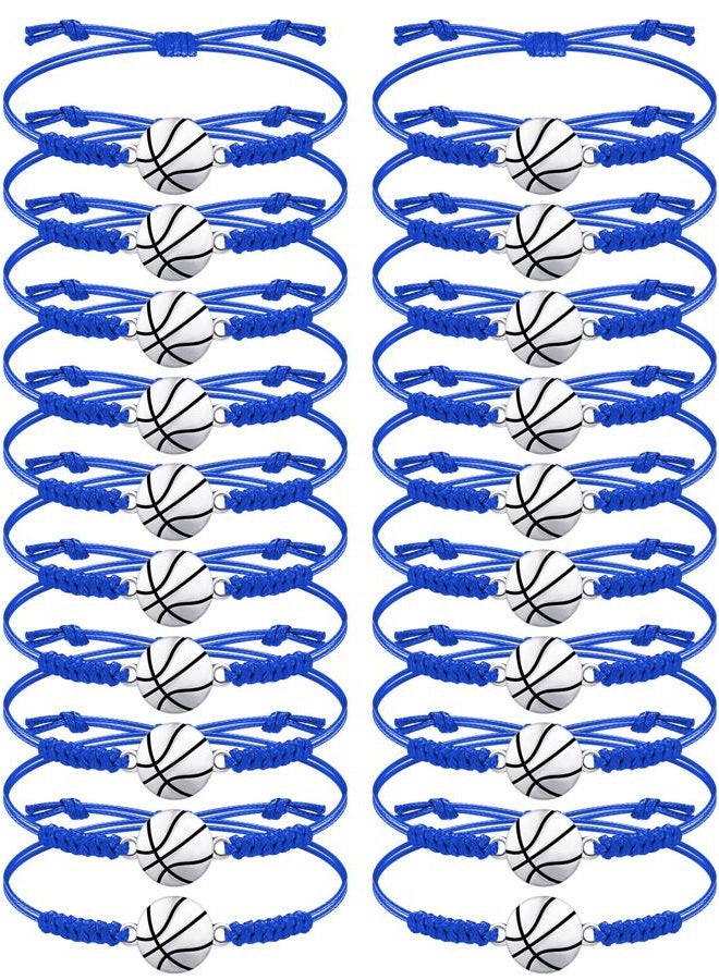 Jadive 20 Pieces Basketball Bracelets Adjustable Basketball Charm Bracelet Basketball Cord Braided Rope Bracelet with Charm Gifts for Girl Teens Most Sport Team Players(Blue) - Image 1