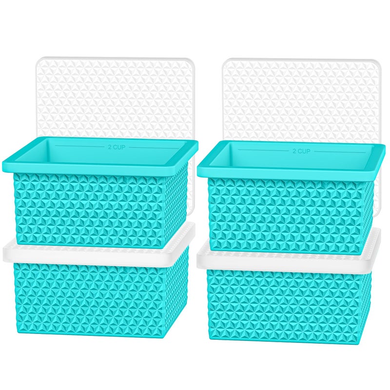 Doasuwish Silicone Freezer Molds for Soup Cube - 2-Cup Freezer Storage Container Tray with Lid,4 Pack Stackable Ice Cube Trays for Portion Control,Food Storage Meal Prep,Oven & Dishwasher Safe - Image 1