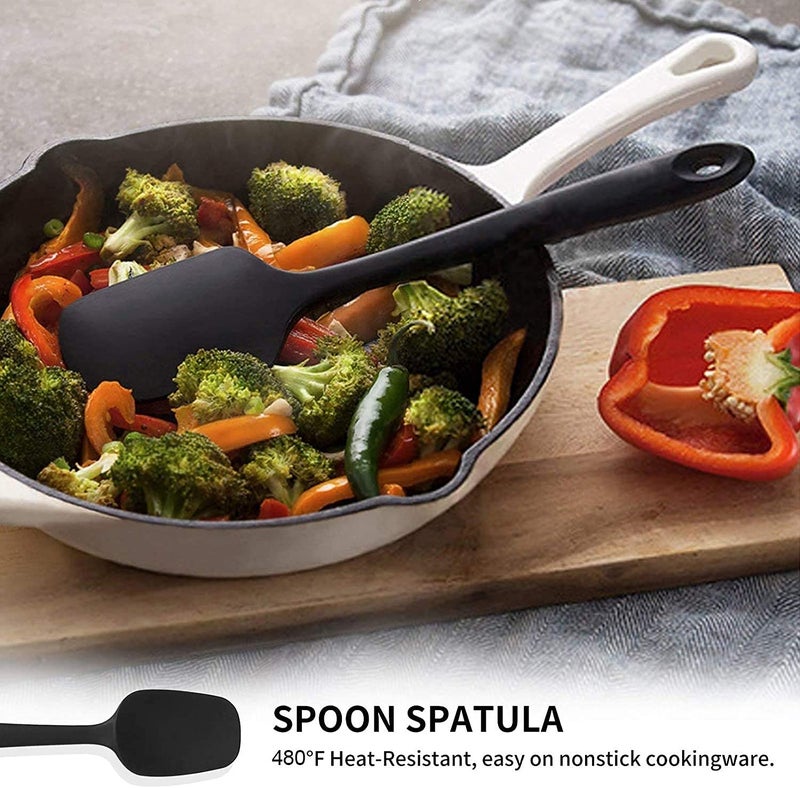 SEASPIRIT Silicone Spatula Sets of 6 Pcs Made of 100 Food Grade Silicone One Piece Design Seamless HeatResistant Spatula Perfect for Spatula Cooking Baking and Mixing Black - Image 4