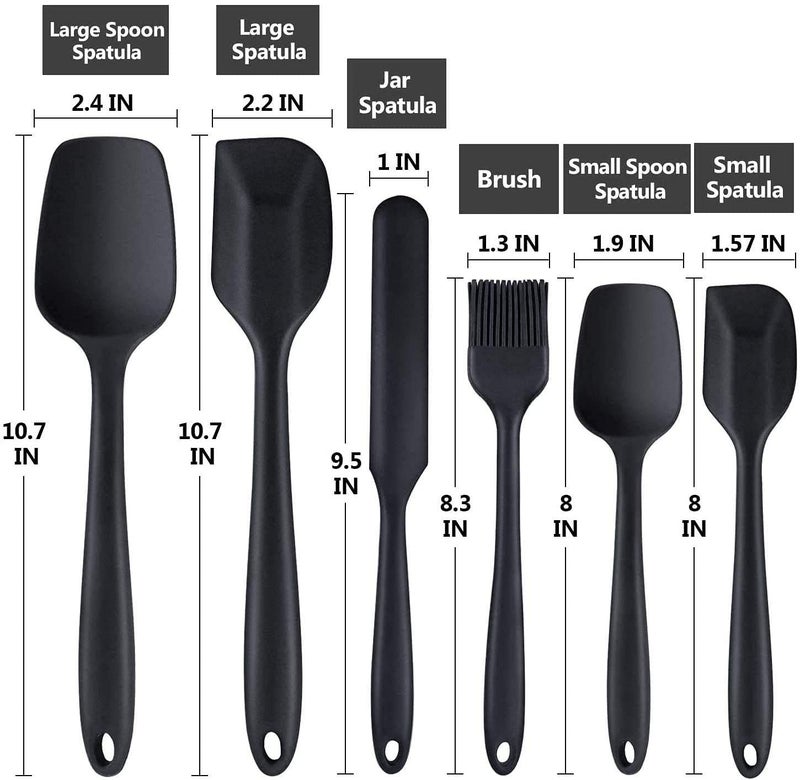 SEASPIRIT Silicone Spatula Sets of 6 Pcs Made of 100 Food Grade Silicone One Piece Design Seamless HeatResistant Spatula Perfect for Spatula Cooking Baking and Mixing Black - Image 2