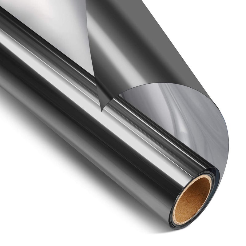 STATINT Window Tinting Film Daytime Privacy for Home Office Heat Reducing Anti UV Privacy Cling Reflective Static Cling Removable BlackSilver 354 Inch X 82 Feet