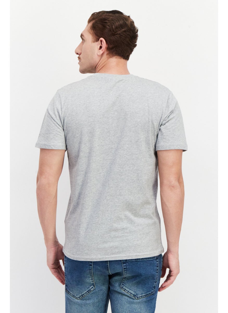 Nordland Men Crew Neck Short Sleeve Printed T-Shirt, Light Grey Melange  - Image 2