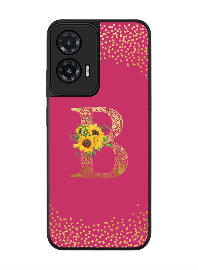 Stylizedd For Motorola Moto G35 Case,Slim fit Camera Protection, Shockproof Thin Phone cover  - Custom Floral Monogram - B ( Deep Pink )