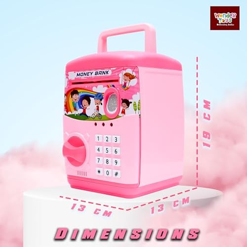 Wonder Money Bank ATM for Kids & Adults | Fingerprint Sensor Electronic Lock & Unlock | Piggy Bank with Sound & Music | Great Gift for Kids (Pink) - Image 5