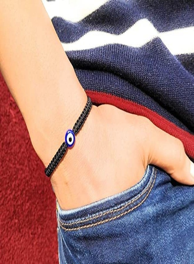 LIGAMENT Black Thread Black Beads With Blue Evil Eye Nazariya Bracelet For Unisex Combo 2Pc (Black) - Image 4