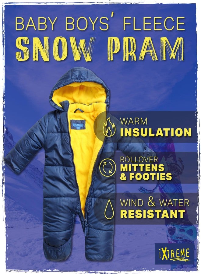 iXtreme Boys Baby Snowsuit - Wind and Water Resistant Insulated Fleece Bunting Infant Snowsuit Newborn Winter Coats, Size 9-12 Months, Navy - Image 2