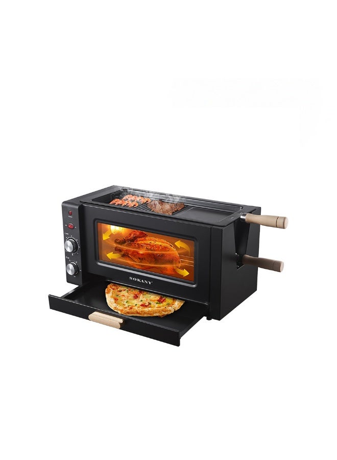 Sokany 3-in-1 Electric Oven, 25 Liter Capacity, 3000 Watts, Black - SK-10071