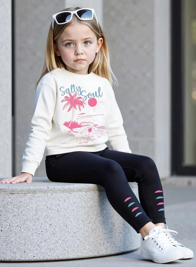 Take Two Take Two Girls Graphic Sweatshirt and Leggings Set