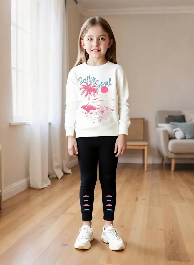 Take Two Take Two Girls Graphic Sweatshirt and Leggings Set
