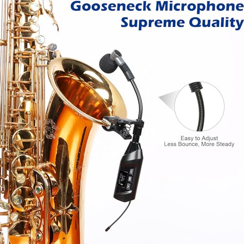 SGPRO Wireless Saxophone Microphone System, Clip-On Instrument Microphone for Sax and Trumpet, Preset EQ & Echo Level 196 Ft Transmission Rechargeable Compact Transmitter and Receiver 4.5 Hours - Image 4