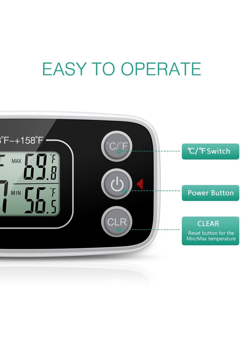 KASTWAVE - Fridge Thermometer, Digital Refrigerator Freezer Thermometer with Clear LCD Display, Max/Min Function, 3 Mounting Options for Kitchen, Home, Restaurants - Image 1