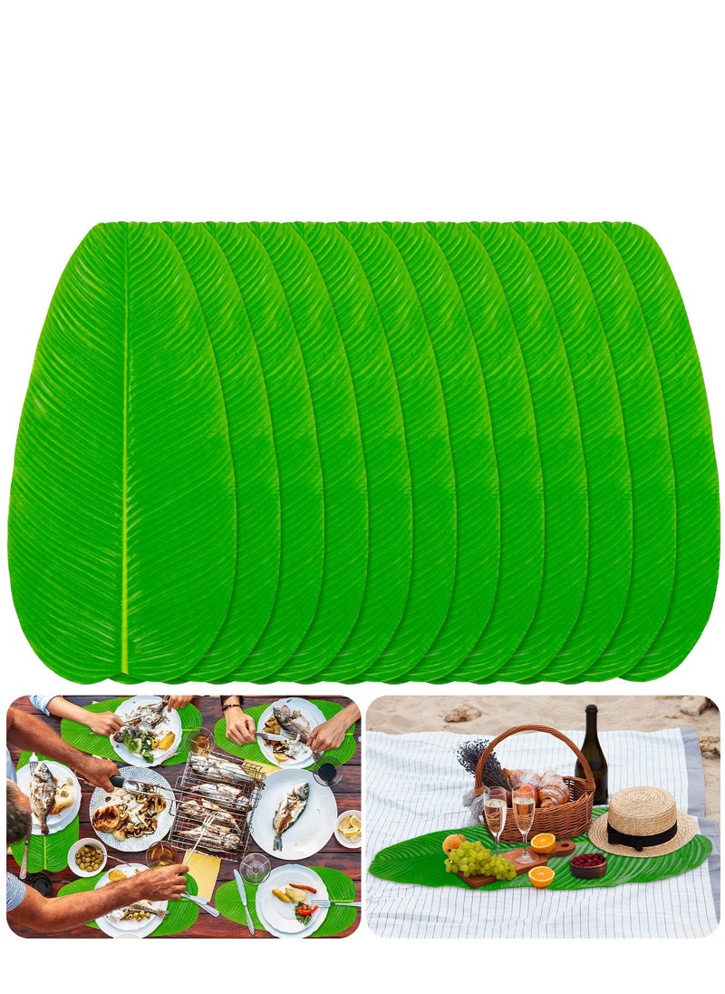 SYOSI - 12 Pcs Large Artificial Banana Leaves, Faux Tropical Leaves, Hawaiian Party Jungle Beach Theme, Decorations Wedding Home Kitchen Table Decoration Accessories - Image 1
