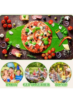 SYOSI 12 Pcs Large Artificial Banana Leaves, Faux Tropical Leaves, Hawaiian Party Jungle Beach Theme, Decorations Wedding Home Kitchen Table Decoration Accessories  - Image 2