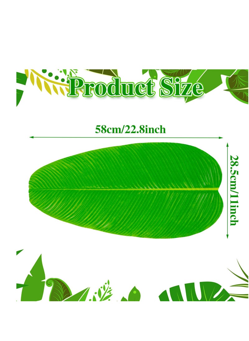 SYOSI - 12 Pcs Large Artificial Banana Leaves, Faux Tropical Leaves, Hawaiian Party Jungle Beach Theme, Decorations Wedding Home Kitchen Table Decoration Accessories - Image 1