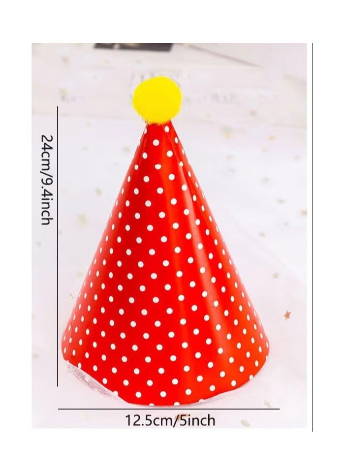 11 قطعة من قبعات حفلات أعياد الميلاد المخروطية - كرات صوفية، قبعات ورقية لطيفة لأعياد الميلاد على شكل كعكة مخروطية، تيجان لطيفة للأطفال والكبار - Image 2