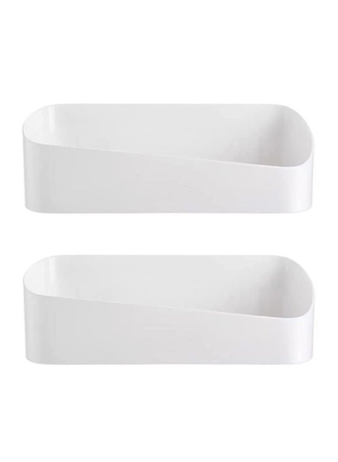 SUNFICON 2 Pack Adhesive Bathroom Shelf Organizer Shower Caddy No Drilling Shower Shelf Bath Essentials Shampoo Spice Holder 4 Clear Adhesives for Shower Room Bathroom Kitchen White - Image 1
