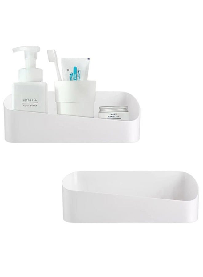 SUNFICON 2 Pack Adhesive Bathroom Shelf Organizer Shower Caddy No Drilling Shower Shelf Bath Essentials Shampoo Spice Holder 4 Clear Adhesives for Shower Room Bathroom Kitchen White - Image 2
