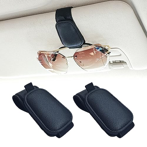 Yuoyar 2 Packs Magnetic Sunglass Holder for Car Visor - Universal Sunglasses Clip for Different Size Eyeglasses - Convenient Interior Car Accessories (Black) - Image 1