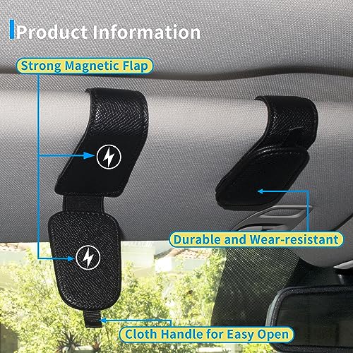 Yuoyar 2 Packs Magnetic Sunglass Holder for Car Visor - Universal Sunglasses Clip for Different Size Eyeglasses - Convenient Interior Car Accessories (Black) - Image 4