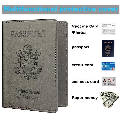 Herain Rose Gold & Gray Passport Holder for Travel, Passport Wallet Cover Case for Family Women Men Cruise Essentials, Travel Must Haves Passports Book Protector - Image 4