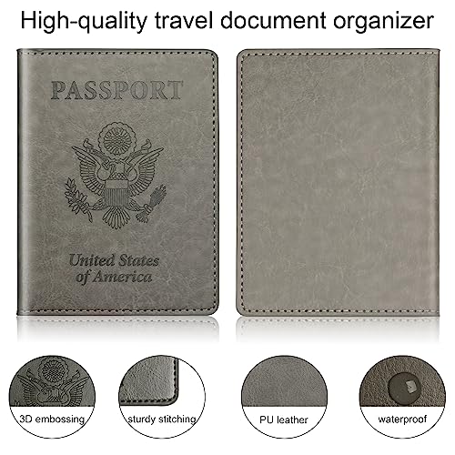 Herain Rose Gold & Gray Passport Holder for Travel, Passport Wallet Cover Case for Family Women Men Cruise Essentials, Travel Must Haves Passports Book Protector - Image 5