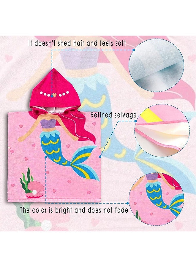 Kids Beach Towels Hooded, Hooded Towel，Microfiber Super Soft Robe Quick Dry，Poncho Bathrobe for Girls Travel Swim Bath - Image 3