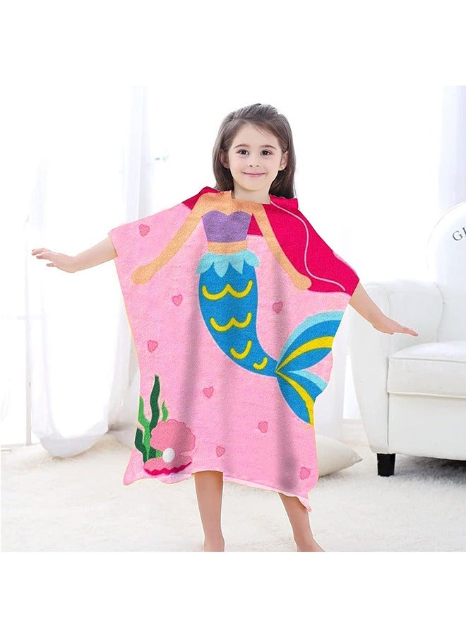Kids Beach Towels Hooded, Hooded Towel，Microfiber Super Soft Robe Quick Dry，Poncho Bathrobe for Girls Travel Swim Bath - Image 1