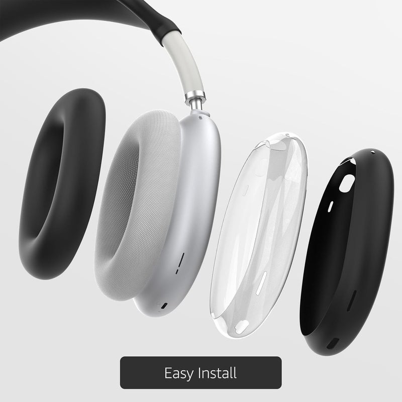 Woyinger Silicone Case for AirPods Max (2024/2020),Clear Soft TPU Ear Cups sheel,Ear Pad Cover,Headband Cover for AirPods Max(USB-C/Lightning),Transparent Accessories for Apple, Midnight - Image 5