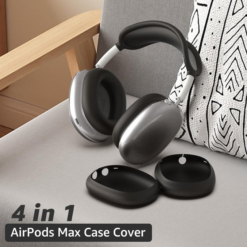 Woyinger Silicone Case for AirPods Max (2024/2020),Clear Soft TPU Ear Cups sheel,Ear Pad Cover,Headband Cover for AirPods Max(USB-C/Lightning),Transparent Accessories for Apple, Midnight - Image 2