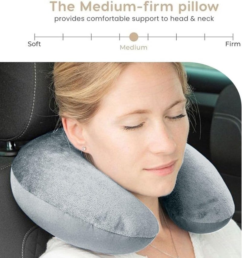 ALN® Premium Velvet Travel Neck Pillow for Travelling and Sleeping in Airplane Flight, Cab, Car, Train, Bus for Men and Women Head Rest Neck Holder Pillow for Pain Relief - Image 2
