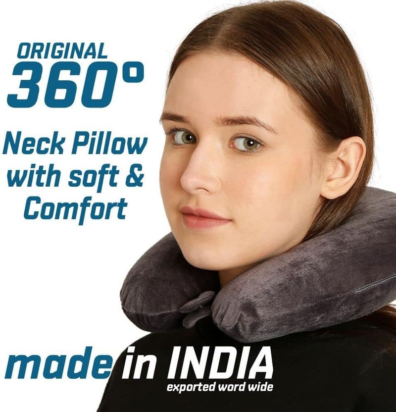 ALN® Premium Velvet Travel Neck Pillow for Travelling and Sleeping in Airplane Flight, Cab, Car, Train, Bus for Men and Women Head Rest Neck Holder Pillow for Pain Relief - Image 4