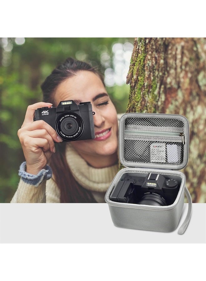 Comecase Vlogging Camera Case Compatible with Femivo/for IWEUKJLO/for VETEK/for OIEXI 4K 48MP Digital Cameras for Youtube. Vlog Camera Carrying Storage for Lens, Cable and Other Accessories -Grey - Image 2