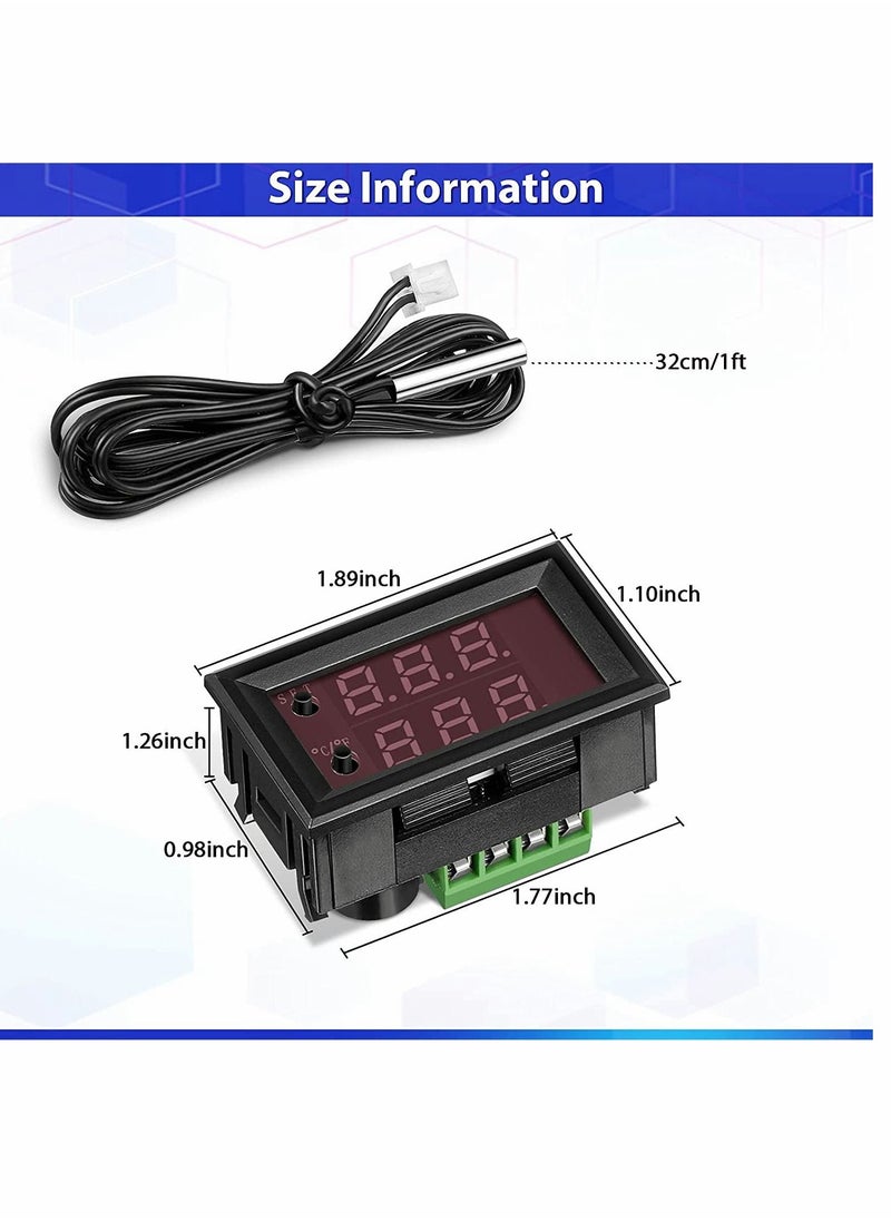 SYOSI - 12V Electronic Temperature Controller Programmable 50 to 110 Degree Celsius Heating Cooling Thermostat Control Switch Module NTC Waterproof Sensor Probe Dual Color LED Display Monitor (2 Pcs) - Image 1