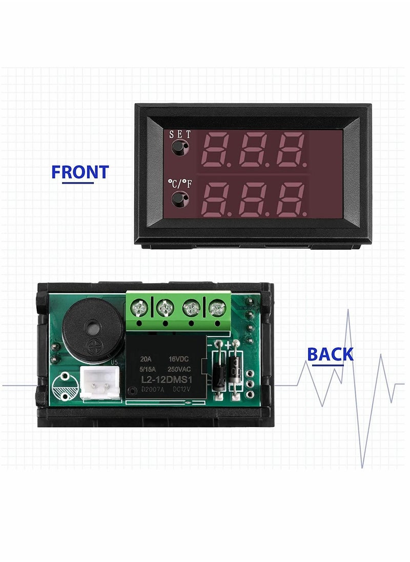 SYOSI - 12V Electronic Temperature Controller Programmable 50 to 110 Degree Celsius Heating Cooling Thermostat Control Switch Module NTC Waterproof Sensor Probe Dual Color LED Display Monitor (2 Pcs) - Image 1