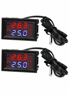 12V Electronic Temperature Controller Programmable 50 to 110 Degree Celsius Heating Cooling Thermostat Control Switch Module NTC Waterproof Sensor Probe Dual Color LED Display Monitor (2 Pcs)