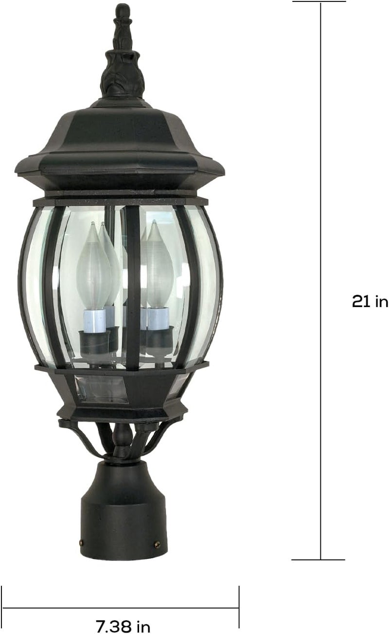 NUVO 60899 Central Park Outdoor 3Light Post Lantern 60 Watts120 Volts Black 21 x 74 Inches - Image 4