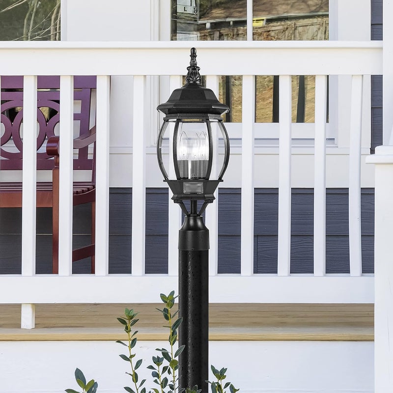 NUVO 60899 Central Park Outdoor 3Light Post Lantern 60 Watts120 Volts Black 21 x 74 Inches - Image 3