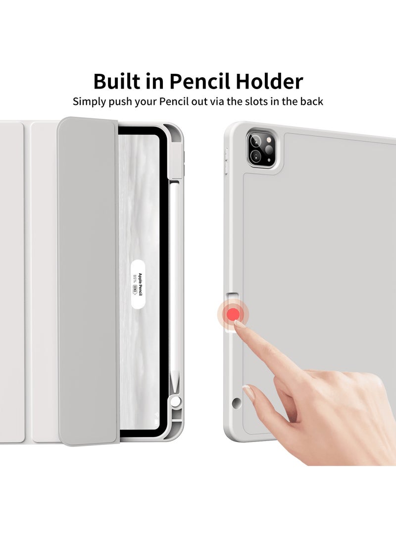 ELTRAZONE iPad Pro 11 Inch Case (4th/3rd/2nd Gen, 2022/2021/2020) – Soft TPU Back Smart Case with Pencil Holder, Tri-Fold Stand, Wireless Charging, Auto Wake/Sleep (Gray) - Image 2