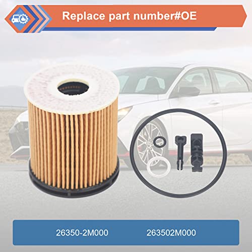ZONFANT 2 Pcs Engine Oil Filter Compatible With Hyundai KIA Vehicle Accent Elantra Kona Santa Fe Tucson Venue 1.6L 2020-2023, Rio K5 Sorento 1.6L 2020-2023, Replace#26350-2M000 - Image 2