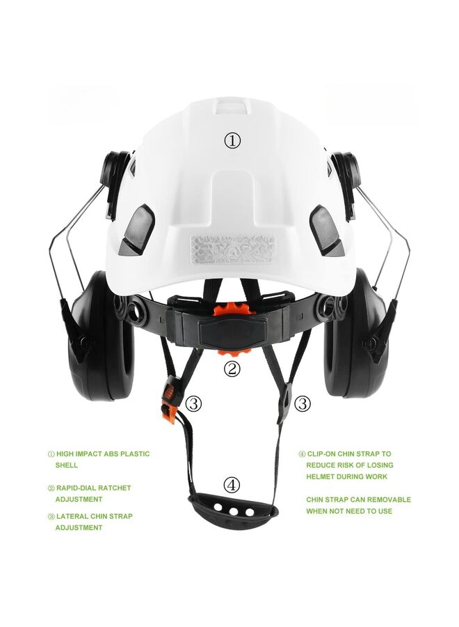 خوذة عمل صلبة مع قناع وحماية للأذن قابلة للتعديل وخفيفة الوزن وجيدة التهوية للرجال والنساء، مثالية (اللون: أبيض) - Image 3