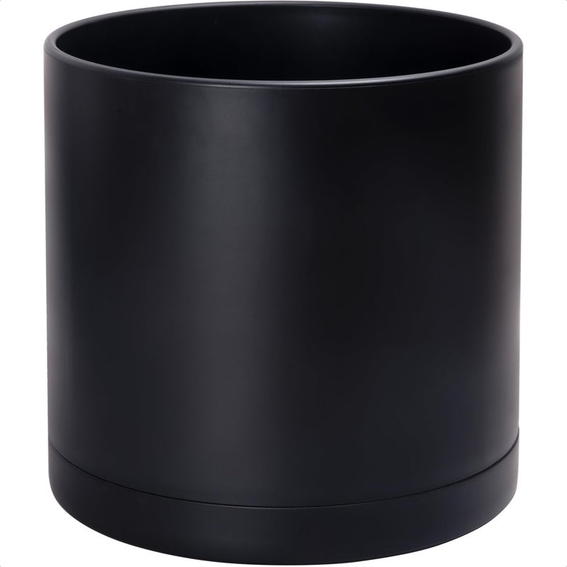 D'vine Dev 16 Inch Black Plastic Planter Pots for Plant Pot with Drainage Hole and Seamless Saucers, 74-X-B-5 - Image 1