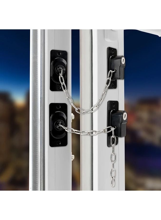 White 4pcs No Drill Window Stopper Lock Self Adhesive Security Chain For Doors - Image 2