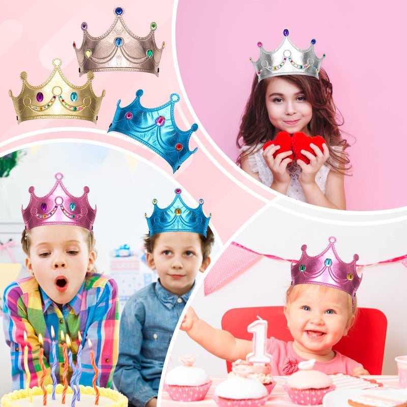 Hoedia 25PCS Foam Princess Crowns and Tiaras for Birthday Party Favors Hats, DIY Prince Crown Kit Paper Tiara with Crystal Diamond Sticker - Image 5