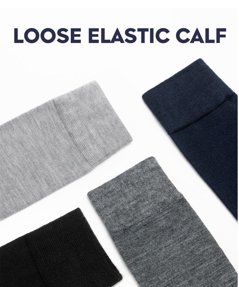 lixia جوارب لكسيا الرجالية من صوف الميرينو الرقيق، دافئة ومريحة لفصل الشتاء، جوارب رسمية متوسطة الساق (3 أزواج - أسود) - Image 5