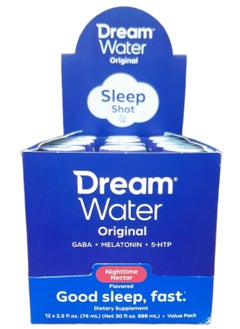 Dream Water مشروب مكمل للمساعدة على النوم؛ الميلاتونين 5 ملغ، GABA، 5-HTP؛ خالٍ من السكر، نكهات طبيعية، بدون ألوان مضافة، 2.5 أونصة من جرعات النوم السائلة، رحيق الليل، 24 قطعة قد تختلف العبوة  - Image 4