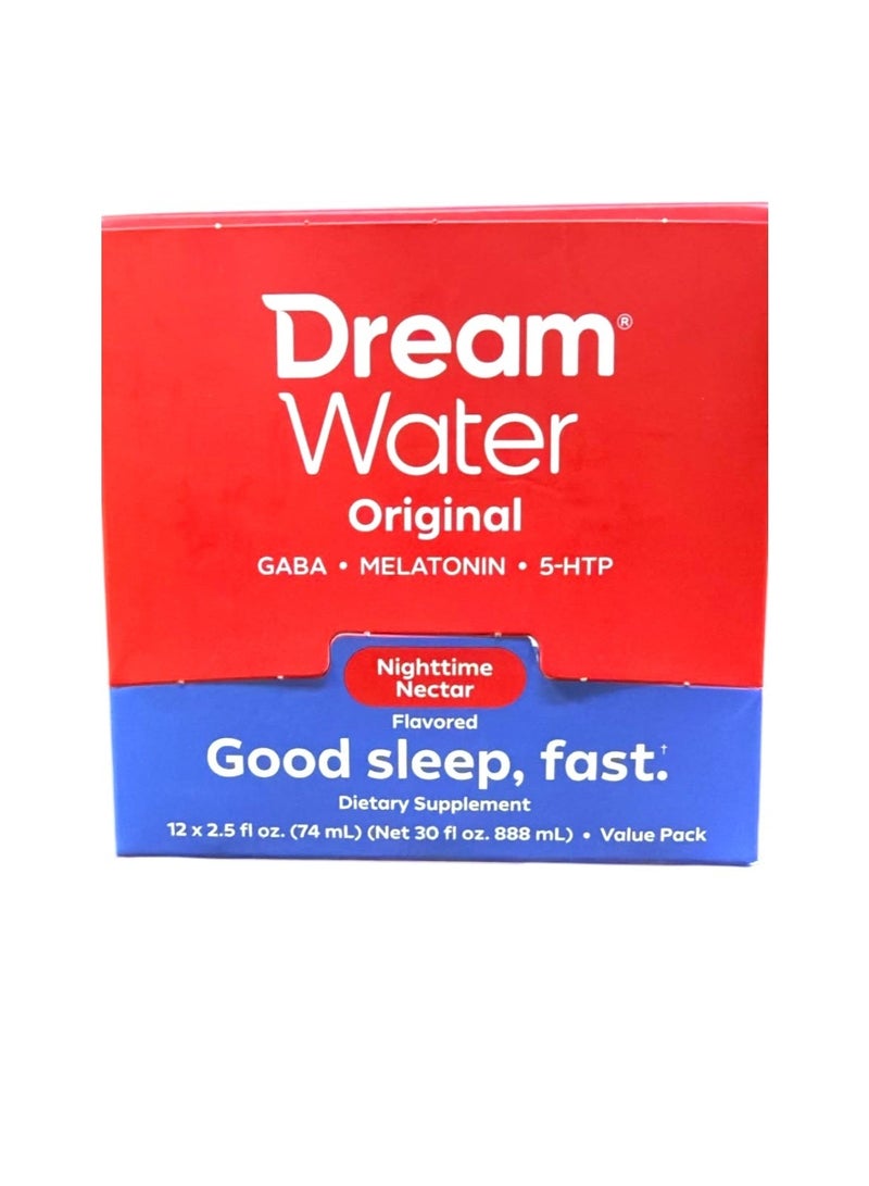 Dream Water مشروب مكمل للمساعدة على النوم؛ الميلاتونين 5 ملغ، GABA، 5-HTP؛ خالٍ من السكر، نكهات طبيعية، بدون ألوان مضافة، 2.5 أونصة من جرعات النوم السائلة، رحيق الليل، 24 قطعة قد تختلف العبوة - Image 2